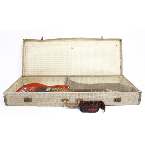 211 - Hofner Colorama 1 electric guitar, made in Germany, circa 1964; Body: red finish, finish loss, dings... 