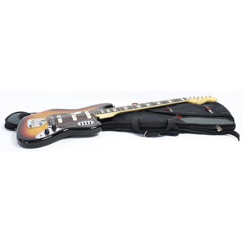 216 - 2014 Squier by Fender Classic Vibe Bass VI, crafted in Indonesia; Body: sunburst finish; Neck: maple... 