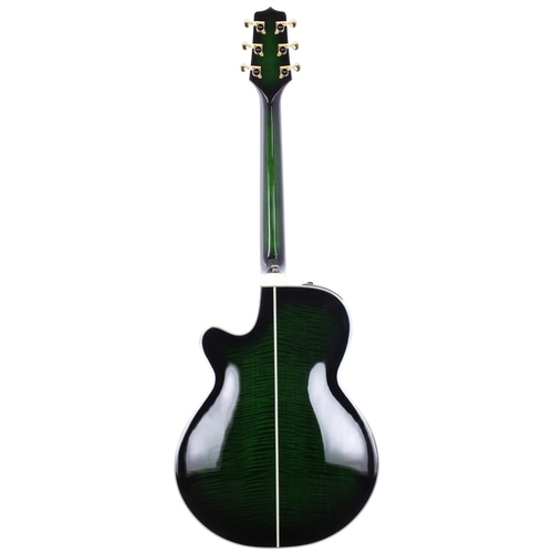 217 - 2000 Takamine FP115 SGS electro-acoustic guitar, made in Japan; Body: trans green burst figured mapl... 