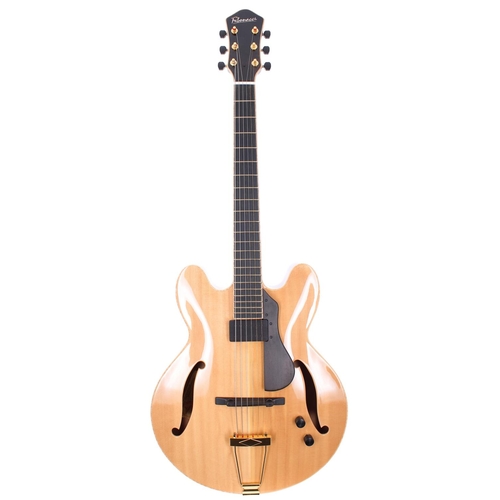 224 - Fibonacci double cut hollow body electric archtop guitar; Back and sides: mahogany; Top: natural Car... 