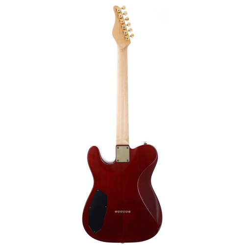 227 - Zion The Ninety thinline electric guitar; Body: orange tiger flame top upon cherry finished back; Ne... 