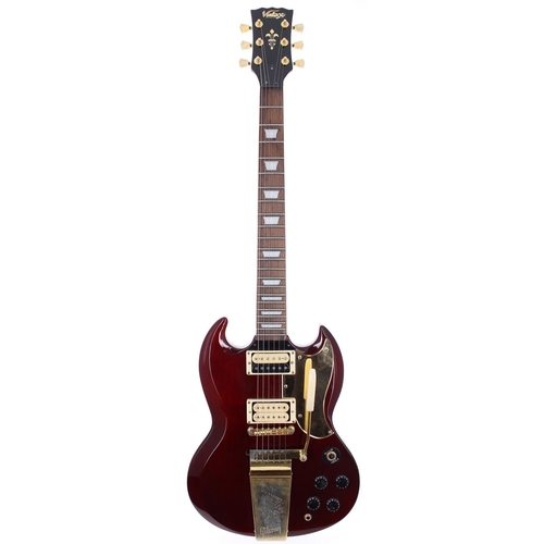 92 - Original Gibson Maestro vibrato installed upon a JHS Vintage VS6 electric guitar; Body: cherry red f... 