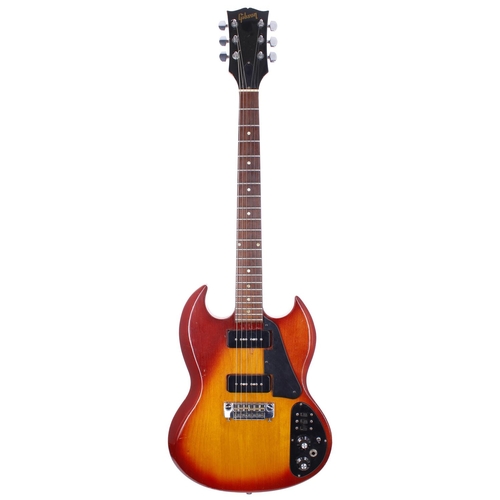 94 - 1973 Gibson SG III electric guitar, made in USA; Body: sunburst finish, lacquer checking, large scra... 