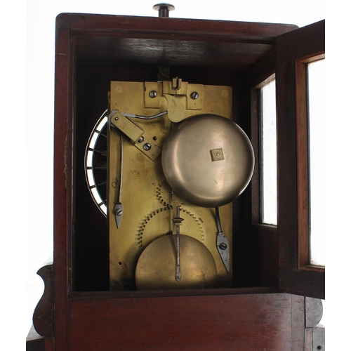 1311 - Rare mahogany night watchman's clock, the 5.5