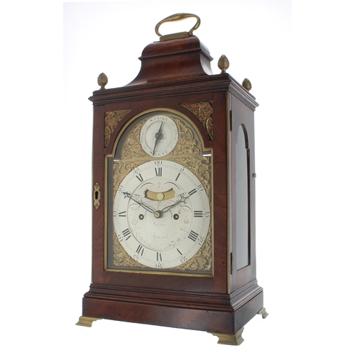 1318 - English mahogany double fusee verge bracket clock, the 7