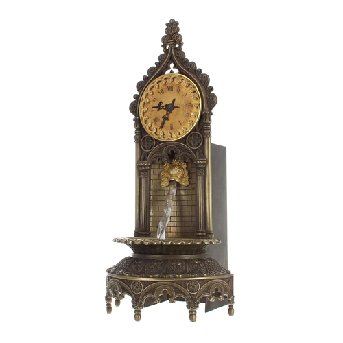 1322 - Novelty bronze mantel clock timepiece in the form of a fountain, the 2