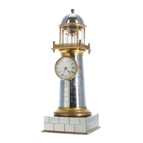 1323 - Fine novelty clock timepiece modelled as a lighthouse probably by André Romain Guilmet, the movement... 