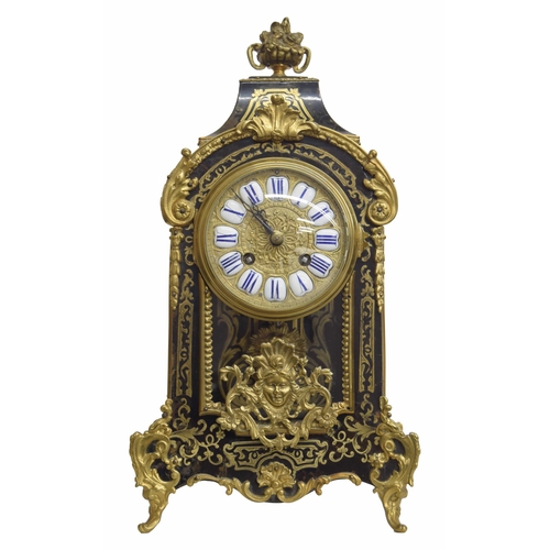 1514 - French Boulle two train mantel clock, the Japy Freres movement with outside countwheel striking on a... 