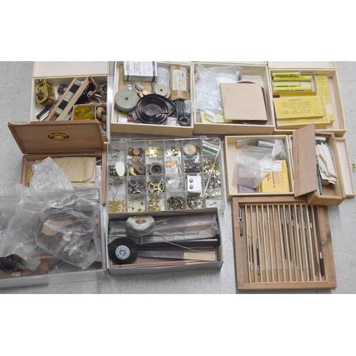 2117 - Large quantity of various Bergeon and other clock fittings, including bushings, cutting-broaches, sm... 