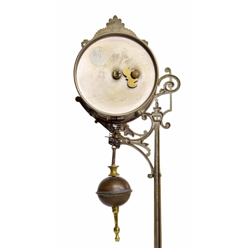 2323 - Ansonia Patent novelty bobbing pendulum clock in the form of a lamppost, the 3.5