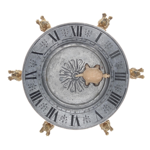 1320 - Reproduction ormolu and silvered turtle table clock, the 5