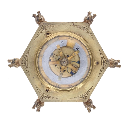 1320 - Reproduction ormolu and silvered turtle table clock, the 5