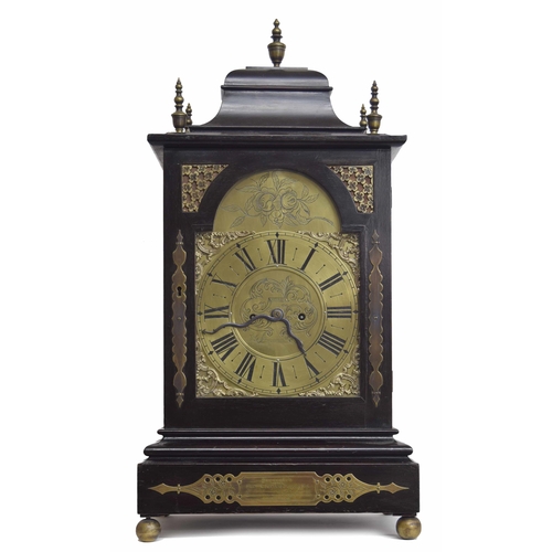 1501 - English ebonised double fusee bracket clock, the 8