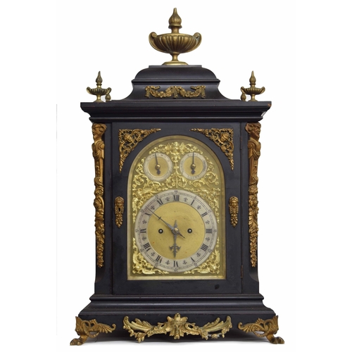 1507 - Ebonised double fusee boardroom clock, the 8.75