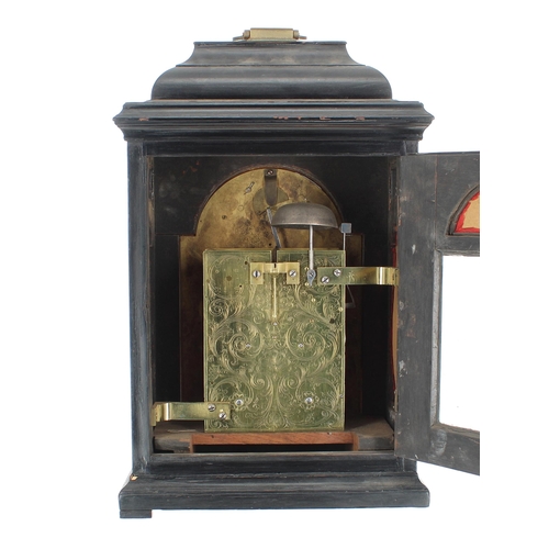 1316 - English ebonised double fusee bracket clock with bracket, in need of restoration, the 8