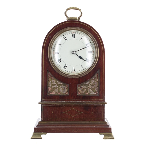 2313 - Good small mahogany mantel clock timepiece with platform escapement, the 3.5