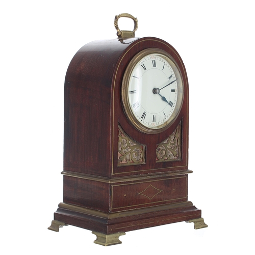 2313 - Good small mahogany mantel clock timepiece with platform escapement, the 3.5