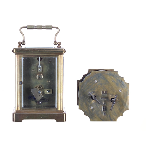 2504 - French carriage clock timepiece within a corniche brass case, 6