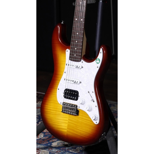 619 - 2018 JHS Vintage Reissued Series V6 electric guitar; Body: amber burst finish; Neck: maple; Fretboar... 