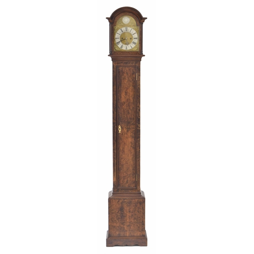 1809 - Good burr walnut grandmother clock with double fusee movement, the 7