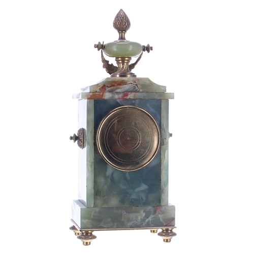 2326 - Small green onyx mantel clock timepiece with platform escapement, the 2