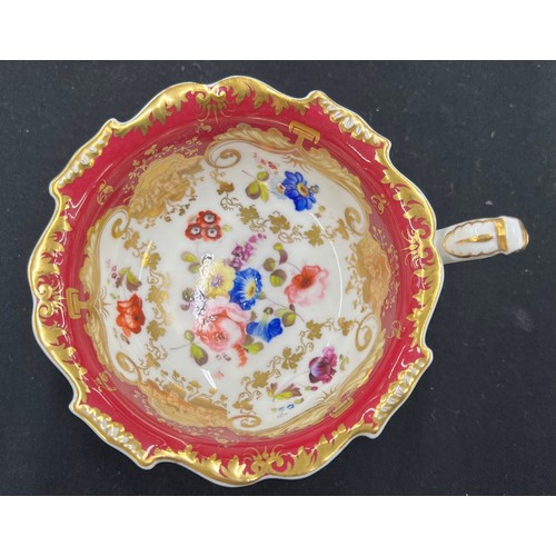 148 - H&R Daniel Shrewsbury shape porcelain cabinet cup and saucer, painted with summer flowers, the s... 