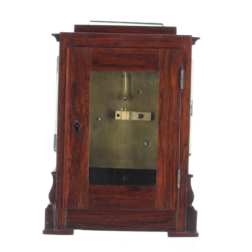 1328 - Good small English rosewood single fusee library clock, the 4