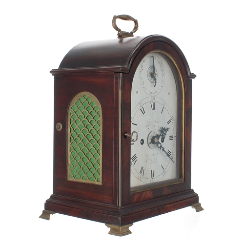 1329 - Good English mahogany double fusee bracket clock, the 6