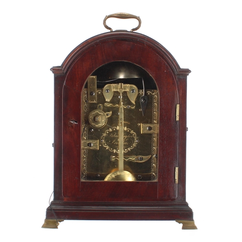 1329 - Good English mahogany double fusee bracket clock, the 6