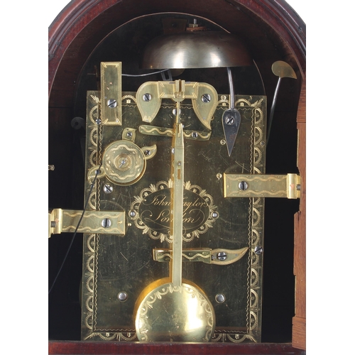 1329 - Good English mahogany double fusee bracket clock, the 6