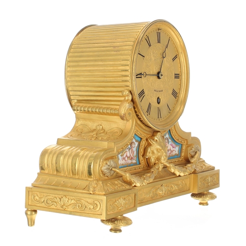 1330 - Fine and rare French ormolu and porcelain mounted year going mantel clock timepiece, the 5