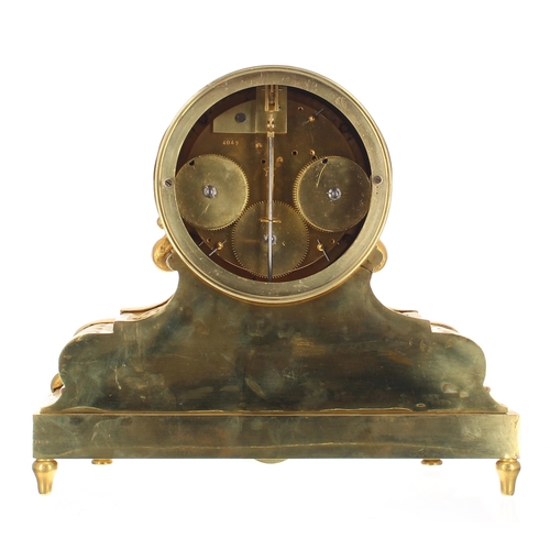 1330 - Fine and rare French ormolu and porcelain mounted year going mantel clock timepiece, the 5