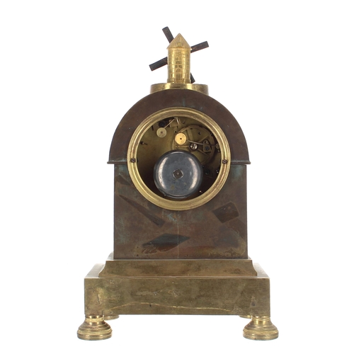 1521 - French brass and ormolu windmill two train mantel clock, the 3.5