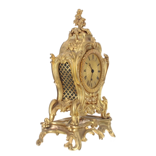 1526 - Good English ormolu single fusee mantel clock, the 3.75