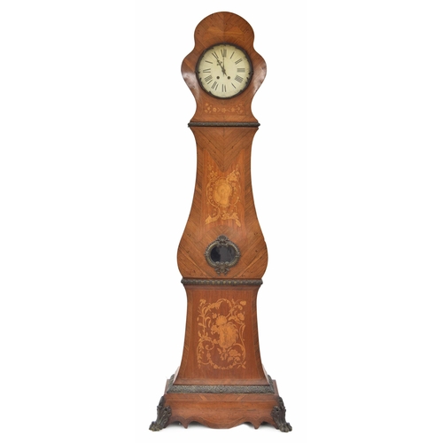 1821 - French rosewood and kingwood inlaid eight day Comptoise longcase clock, the 10