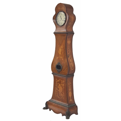 1821 - French rosewood and kingwood inlaid eight day Comptoise longcase clock, the 10