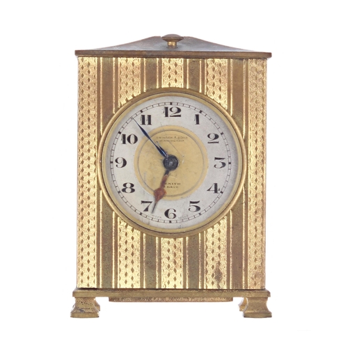 2513 - Small brass travel alarm clock timepiece, the 1.75