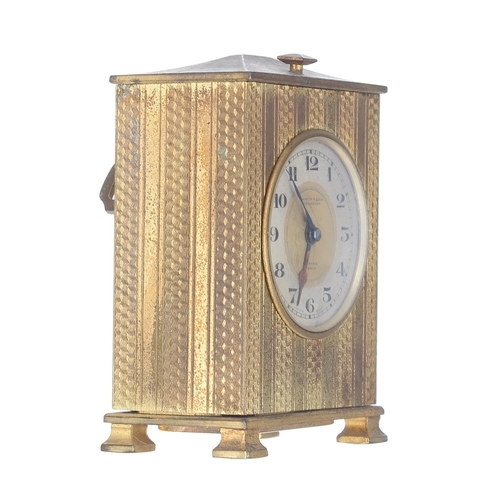 2513 - Small brass travel alarm clock timepiece, the 1.75