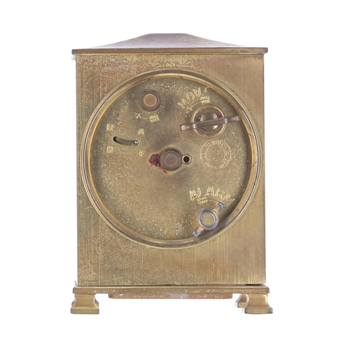 2513 - Small brass travel alarm clock timepiece, the 1.75