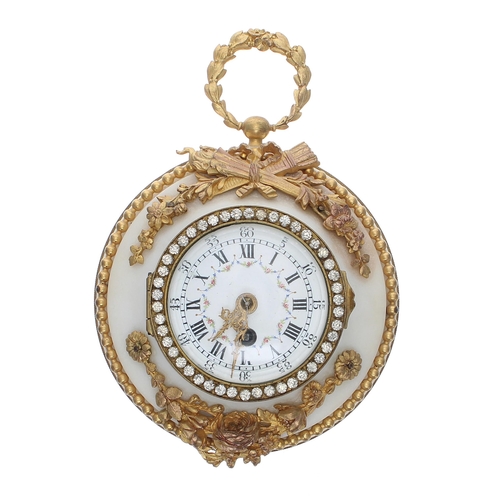 1333 - Small attractive French white marble and gilt metal mounted clock timepiece with platform escapement... 