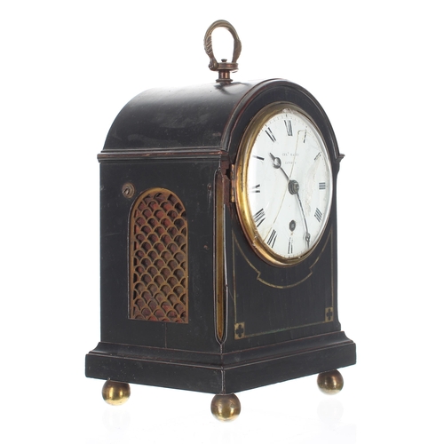 1336 - Rare small English ebonised single fusee bracket clock, the 4