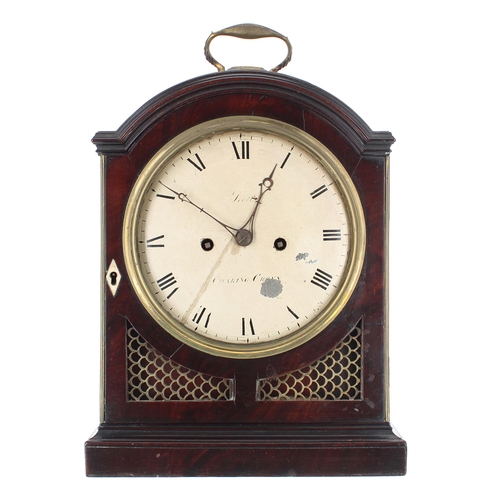 1337 - Good English mahogany double fusee bracket clock, the movement striking on a large bell, the 7