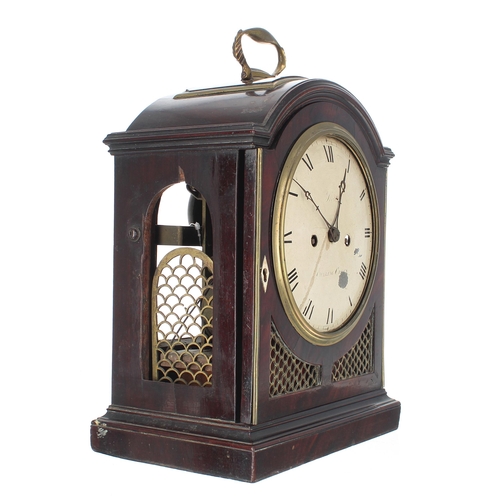 1337 - Good English mahogany double fusee bracket clock, the movement striking on a large bell, the 7