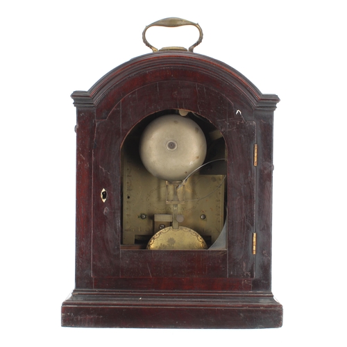 1337 - Good English mahogany double fusee bracket clock, the movement striking on a large bell, the 7