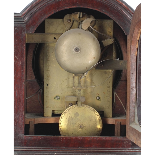 1337 - Good English mahogany double fusee bracket clock, the movement striking on a large bell, the 7