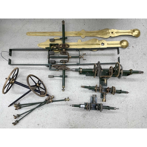 2014 - Quantity of various turret clock movement parts; also a pair of large gilt painted turret clock hand... 