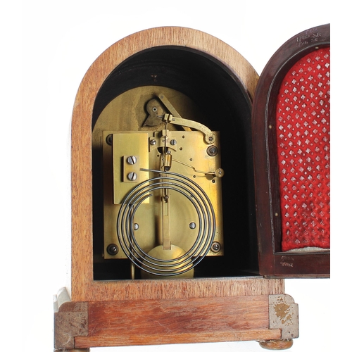 2328 - German two train mantel clock, the W & H movement striking on a gong, the 5.5