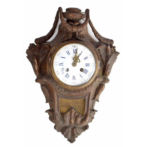 2622 - Small French two train cartel wall clock, the movement with outside countwheel striking on a bell an... 