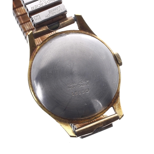 24 - Omega gold plated and stainless steel gentleman's wristwatch, serial no. 9820xxx, circa 1939, black ... 