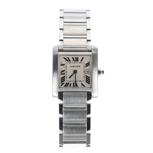 90 - Cartier Tank Francaise mid-size stainless steel wristwatch, reference no. 2465, serial no. 76195xxx,... 